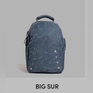 HAMMIT  Big Sur Backpack in “Raindrop” Nylon, Leather with Silver Rivets